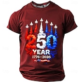  2026 250 aniversario camiseta de hombre de color sólido bandera americana de EE. UU. T-shirt de manga corta camiseta de impresión 3D camiseta de cuello redondo vintage retro patriótica festival