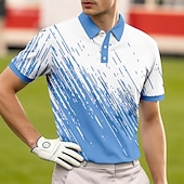  Per uomo Geometrico Golf Polo Sportivi Manica Corta Magliette polo Camicie con Colletto Casual Athleisure Bottoni Tessuto retato traspirante Primavera & Estate Blu Nero Blu marino