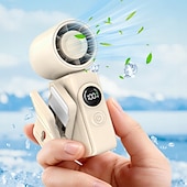 billiga Campingljus &amp;amp; lyktor-USB-uppladdningsbar mini-klämmfläkt med vridbart roterande klämma – bärbar 4-hastighets clip-on &amp;skrivbordsfläkt, LED-batterinivådisplay, 180° justerbart huvud, batteri med lång livslängd för hem,