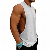 abordables Camisetas sin mangas de gimnasio-Hombre Camiseta sin mangas Chaleco Camisetas Interiores Camisa sin mangas Sin Mangas Escote Redondo Verano Primavera Plano Moda Deportivo Clásico Puro Casual Gimnasia Calle Negro Blanco Rosa Camiseta