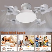cheap Decoration Bulbs-Ceiling Fan with Light, Remote Control 3 Speeds 3 Colors 2 Timers Quiet Motor E26 E27 Bulbs, with Foldable Blades, for Living Room Bedroom