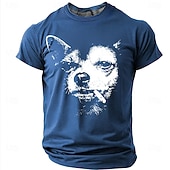 economico Magliette con stampa animale-Maglietta da uomo con chihuahua che fuma una sigaretta, streetwear grintoso, meme divertente, vestibilità regolare, stile thug life, cane cattivo, abbigliamento casual quotidiano firmato, taglie S, M,
