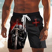  Pánské Templářští rytíři Křižáci Haç Plavecké trenýrky Plavky a plavecké kraťasy Surfovací šortky Středně vysoký pas Retro Venkovní Dovolená Na den Boční kapsy Podšívka ze síťoviny Elastická šňůrka v