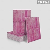 cheap Wall Stickers-10PCS 17x23cm Peel and Stick Thick Pink Purple Mosaic Pattern PVC Wall Stickers, American Vintage Style Self-Adhesive Removable Wallpaper for Renters, for Bedroom Bathroom Cabinet, Easy to Install