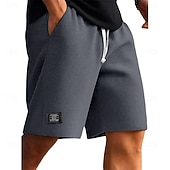 お買い得  カジュアルショートパンツ-男性用 ワッフルショーツ サマーショーツ ビーチショーツ カジュアルショーツ ドローストリング 弾性ウエスト 純色 履き心地よい 膝丈 日常 アウトドア ストリートウェア 旅行度假风 ファッション ホワイト ネイビーブルー マイクロエラスティック