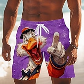  Homens Engraçado Pato animais de desenho animado Calção Justo de Natação Fatos de banho Calções de banho Bermuda de Surf Cintura Média Havaiana férias na praia Bolsos laterais Forro de malha Cintura