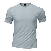 cheap Men's Casual T-shirts-Men's T Shirt Short Sleeve Shirt Tee Top Short Sleeve Crew Neck Summer Spring Solid Color Streetwear Stylish Leisure Quick Dry Slim Daily Outdoor Running Light Grey Top Tee for Men