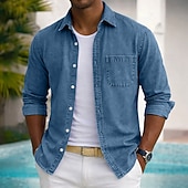 economico Camicie casual eleganti da uomo-Camicia SoftFade™ da uomo camicia casual camicia sbiadita tinto in capo 100% cotone camicia lavata in acido nera verde chiaro bordeaux blu navy blu maniche lunghe camicia semplice colletto