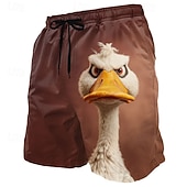  Bărbați Amuzant Rață animale de desene animate Boxeri înot Costume de baie Pantaloni scurți de baie Pantaloni Scurti Talie medie Hawaiană Vacanta la plaja Buzunare laterale Căptușeală din plasă Talie
