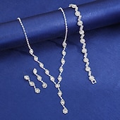 cheap Jewelry Sets-Jewelry Set Three-piece Suit Chrome 1 Necklace 1 Bracelet Earrings Women's Elegant Stylish Jewelry Set For Party Wedding