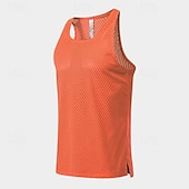 billige Løpe T-skjorter og tanktopper-Herre Ensfarget Treningstank topp Singlet til jogging Gymtopp Sommer Vår Netting Ermeløs Hurtigtørkende Komprimering Fukttransport Pustende Treningsøkt Løp Vandring Jogge Blå Svart Hvit Sports