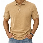 abordables Polo clásico para hombre-Camisetas Polo para Hombre SoftFade™ 100% Algodón Camisa de Lavado Ácido Casual Vacaciones Con Solapa Manga Corta Moda Básica Sólida Texturizada Botones Vintage Verano Primavera Azul Verde Caqui Gris