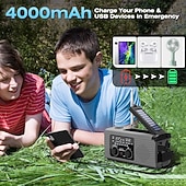 cheap Flashlights-Emergency Radio 4000mAh Solar Hand Crank AM/FM/NOAA Portable Weather Radio with Phone Charger, LED Flashlight, Reading Lamp, SOS Alarm, Headphone Jack for Indoor Outdoor Emergency, USB Charged