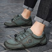 ieftine Pantofi casual cu șireturi-Pantofi sport casual verde închis pentru bărbați, cu șireturi, ușori și confortabili, încălțăminte elegantă și moale, casual, pentru purtare zilnică, călătorii, condus și timp liber de zi cu zi