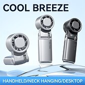 billiga Handhållna fläktar-Handhållen kallkompressfläkt, 199 vindhastigheter bärbar mini-personlig fläkt, digital LED-display, 90° hopfällbar USB-laddningsbar liten turbofläkt för sommarresor vandring smink, silver/svart