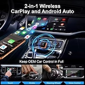 voordelige Multimedia spelers voor in de auto-2-in-1 draadloze CarPlay- en Android Auto-adapter, draadloze CarPlay-dongle voor auto's met bedrade CarPlay, stekker &amp;Speel Android Auto met draadloze adapter, snel &amp;Stabiele 5 GHz wifi, automatische