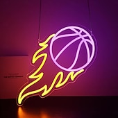 cheap Decorative Lights-Basketball Neon LED Wall Light, USB Powered Adjustable Brightness, Indoor Bedroom, Gaming Room, Game Room, Esports Room, Man Cave, Kids Room, Teen Boys, Basketball Fans, Birthday, Holiday, Party, Home