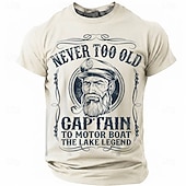  ανδρικό ποτέ πολύ παλιό καπετάνιο σε μηχανοκίνητο σκάφος ο θρύλος της λίμνης αστείο ναυτικό γραφικό μπλουζάκι με κοντό μανίκι, στρογγυλή λαιμόκοψη, παλιό καπετάνιο με σωλήνα, vintage δώρο για βαρκάδα,