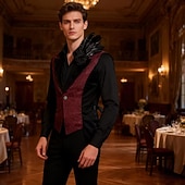 cheap Tops-Medieval Renaissance Steampunk Vest Tailcoat Vampire Royal Attire Fancy Dress Men's Fantasy Halloween Carnival Performance LARP Ren Faire Adults' Vest Brooch