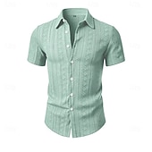 Χαμηλού Κόστους Ανδρικά Smart Casual πουκάμισα-Ανδρικά Πουκάμισο Casual πουκάμισο Πουκάμισο με κουμπιά Πουκάμισο ζακάρ Μαύρο Λευκό Πράσινο Ανοικτό Βαθυγάλαζο Καφέ Κοντομάνικο Σκέτο Κολάρο Πουκαμίσου Causal Καθημερινά Ζακάρ Ρούχα