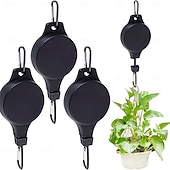 abordables Floreros y cestas-2/4/6 poleas para plantas, cesta colgante retráctil, polea con gancho descendente para cesta de jardín