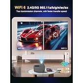 baratos Projetores-Projetor inteligente 4K com Android 13, projetor nativo para home theater com resolução 1080p e foco automático. &amp;Correção trapezoidal automática, Wi-Fi 6, Bluetooth 5.4, chip Amlogic T950S, projetor