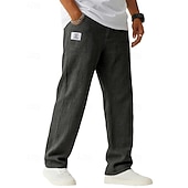 economico Classico-Per uomo Pantaloni di Lino Pantaloni Pantaloni Estivi Pantaloni Larghi Coulisse Elastico in vita Gamba Dritta Semplice Leggero Traspirante Lunghezza intera Casuale Quotidiano All'aperto Vacanza Moda