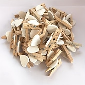 economico Articoli per la casa-100 mollette di legno a forma di cuore, perfette per lavori creativi, esposizioni di foto, bomboniere, decorazioni fai da te, piccole mollette per scrapbooking &amp;progetti artistici