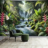 cheap Wall Tapestries-Nature Forest Wall Tapestry Sunrays Sunlight Through Trees Landscape Wall Hanging Misty Woodland Mossy Pine Forest Scenery Large Fabric Poster for Bedroom Living Room Zen Decor