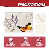 Χαμηλού Κόστους Placemats &amp; Coasters &amp; Trivets-Σουπλά τραπεζαρίας από ύφασμα με λουλούδια και πεταλούδα τεσσάρων εποχών, υφασμένο ορθογώνιο τραπεζομάντιλο 100% πολυεστέρα, σχέδιο με λουλουδάτο μοτίβο λιβελούλας πεταλούδας, πλένεται στο πλυντήριο,