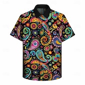  Retrò Vintage Hippie Anni '70 Camicia Maniche corte Hippie Paisley Etnico Costume Per uomo Festival Musicale Feste Abbigliamento quotidiano Adulti Camicia Primavera & Estate