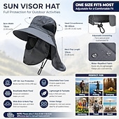 preiswerte Heizen und Kühlen-Anglerhut mit abnehmbarem Sonnenschutz, Gesichts- und Nackenschutz für den Sommer – breite Krempe, UV-Schutz, Unisex-Sonnenhut zum Wandern, Angeln und Reisen