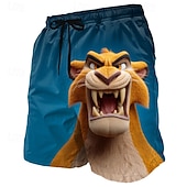  Voor heren Brullen Leeuw tekenfilm dieren Lange zwembroeken Badpakken Zwembroeken Boardshorts Medium Taille Hawaii Grappig Strandvakantie Zijzakken Mesh voering Elastische tailleband met trekkoord