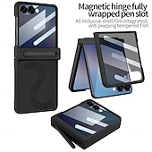 ieftine Carcasă Samsung-telefon Maska Pentru Samsung Galaxy Z Flip 7 Z Flip 6 Capac Spate și Protecție de Ecran PU piele