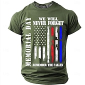  Herdenkingsdag Voor heren Amerikaanse Amerikaanse vlag T-shirt Korte mouw T-shirt 3D-afdrukken Strakke ronde hals Overhemd Modieus Dagelijks Dagelijks Straat Rood Hemelsblauw Grijs Zomer Lente Kleding