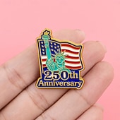 cheap U.S. 250th Anniversary-4pcs U.S. 250th Anniversary Enamel Pins Patriotic Metal Badge Set, Cartoon USA Flag, Statue of Liberty &amp; Bald Eagle, Creative Collectible Accessories for Clothing &amp; Gifts