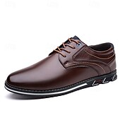 billiga Snygga snörskor-Herrbruna derbyskor, lätta och bekväma promenadskor med snörning, eleganta casualskor för män, kontor, vardagskläder, business casual och helgutflykter