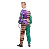 お買い得  男性用コスチューム-セット 道化師 サーカス 面白いコスチューム 成人 男性用 ハロウィーン マスカレード パーティー 祭り ドレスアップ