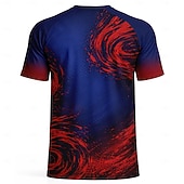  Uniseks Verloop Voetbalzomer Wereldwijde wedstrijd Hardlopen Top Hardloopshirt Zomer Korte mouw UPF 50 Sneldrogend Ademend Sportschool Hardlopen Track Fitness Rood + blauw Sportkleding Sportkleding