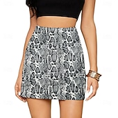 abordables Graphic Skirts-Women's Faux Suede Skirt Fashion Casual Mini High Waist Skirts Leopard Print Split Ends Stretchy Daily Street Leopard Black Yellow Light Brown Spring