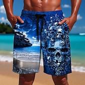 abordables Rétro Vintage &amp; Éthique-Homme Vintage Eau de mer Crânes Maillots de bain Maillots de bain shorts de bain Shorts de Surf Taille Moyenne Hawaïen Extérieur Vacances Poches Latérales doublure en maille Taille élastique avec