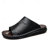 billige Uformelle sandaler-hvite slip-on-mulesandaler for menn, perforerte, pustende komforttøfler, minimalistisk, avslappet stil for menn, perfekt for hjemmet, ferien, feriestedet og sommerens daglige bruk.