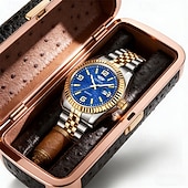 abordables Montres à quartz-Montre homme de luxe, cadran noir nid d'abeille, mouvement quartz bicolore or et argent en acier inoxydable, lunette cannelée, montre habillée avec date, bijou élégant à offrir.