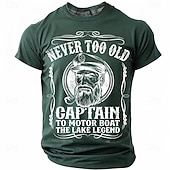  ανδρικό ποτέ πολύ παλιό καπετάνιο σε μηχανοκίνητο σκάφος ο θρύλος της λίμνης αστείο ναυτικό γραφικό μπλουζάκι με κοντό μανίκι, στρογγυλή λαιμόκοψη, παλιό καπετάνιο με σωλήνα, vintage δώρο για βαρκάδα,