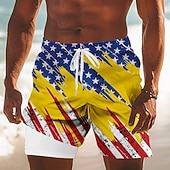  Herren 250. Jahrestag des Unabhängigkeitstages der USA am 4. Juli Amerikanische Flagge Gefütterte Shorts 2 in 1 Badeshorts Badeshorts Mittlere Taille Patriotisch Ferien Seitentaschen Mit