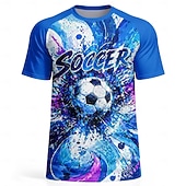 cheap Running Tee &amp; Tank Tops-Men's Soccer Jersey Geometric Abstract Athletic Short Sleeve T-Shirt UPF 50 Quick Dry Breathable mesh fabric 2026 Soccer Fan Tee Training Gym Running Sports Blue and Yellow