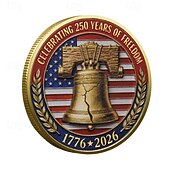 economico 250° Anniversario degli Stati Uniti-Moneta commemorativa del 250° anniversario degli Stati Uniti, moneta patriottica da collezione con campana della libertà e aquila. &amp;Moneta commemorativa del cinquantesimo anniversario con design della