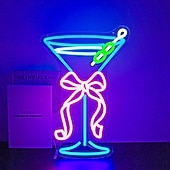levne Dekorativní světla-Neonový LED nápis pro koktejlový bar, nastavitelný jas napájený přes USB, svítící párty světlo pro vnitřní bary, restaurace, hospody, salónky, domácí bary, noční kluby, jídelny, párty a ambientní