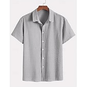 cheap Men's Button Up Shirts-Men's Shirt Casual Shirt Seersucker Shirt Button Up Shirt Blue Black Red Green Short Sleeve Vertical Stripes Shirt Collar Casual Daily Buttons Clothing Apparel Elegant Fashion Casual