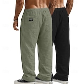 economico Classico-Per uomo Pantaloni di Lino Pantaloni Pantaloni Estivi Pantaloni Larghi Pantaloni da Spiaggia Coulisse Elastico in vita Gamba Dritta Semplice Comodità Traspirante Lunghezza intera Casuale Quotidiano